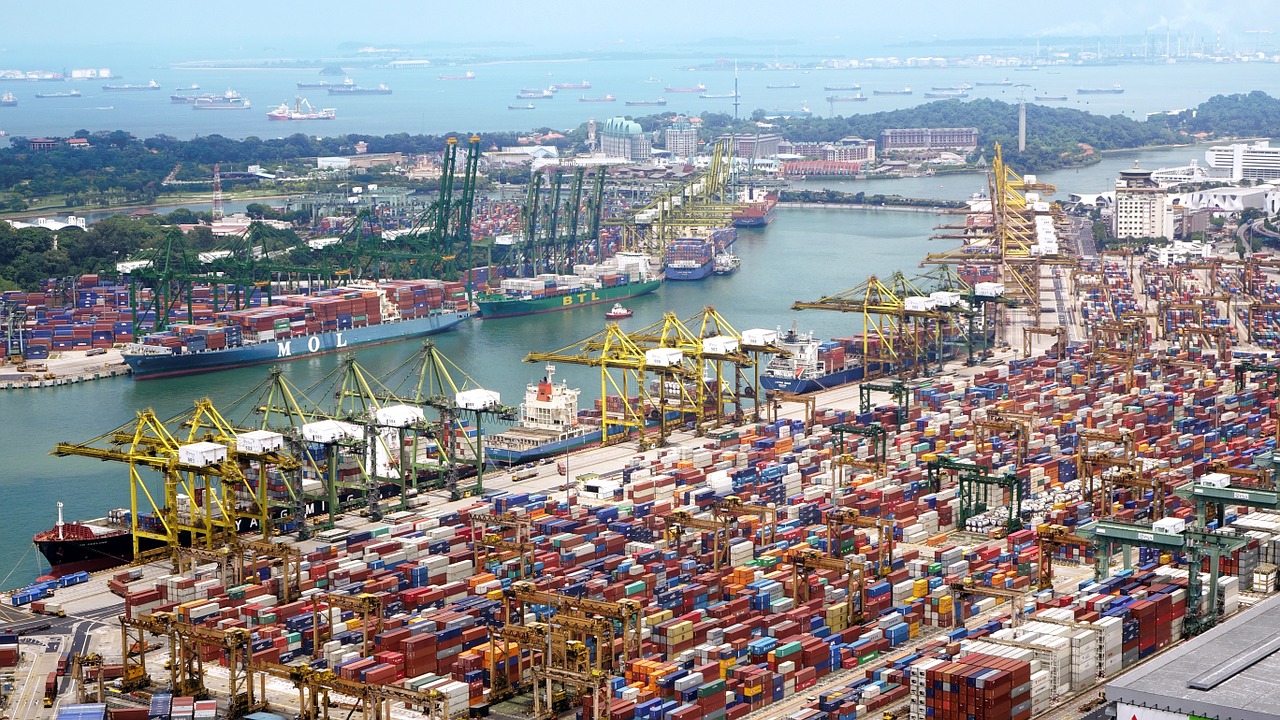 Image - port ships cranes load containers