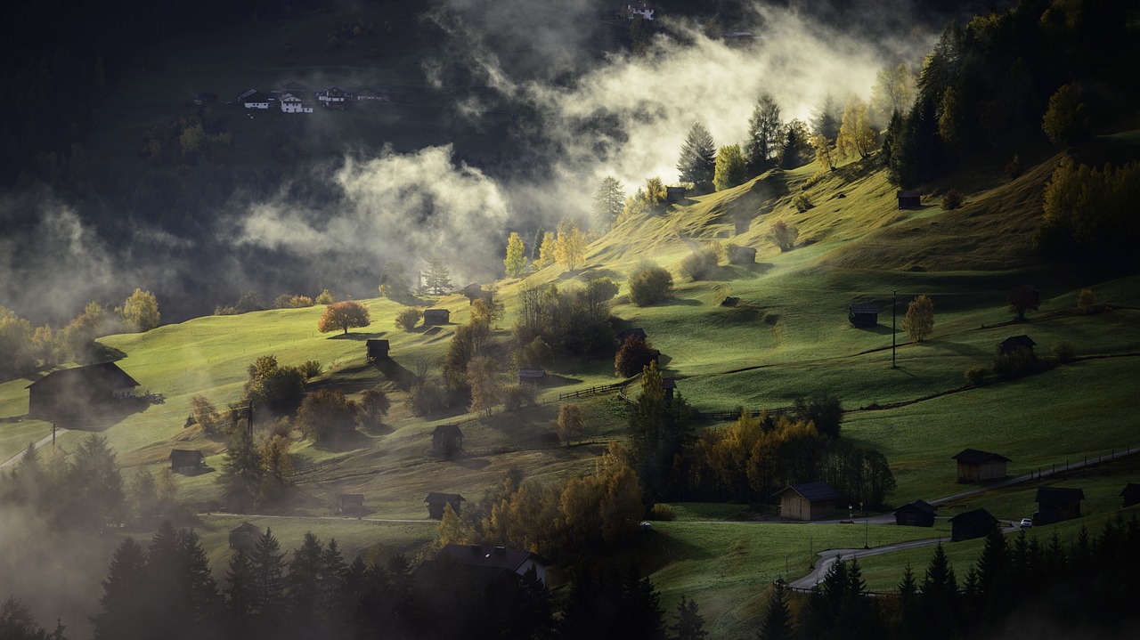 Image - landscape autumn fog village