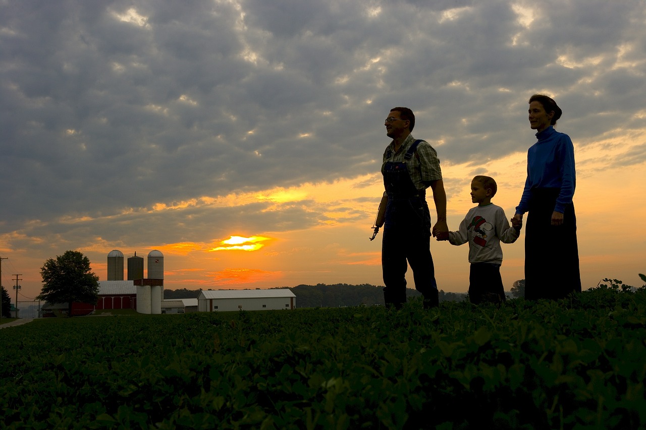 Image - family farm sunset rural lifestyle