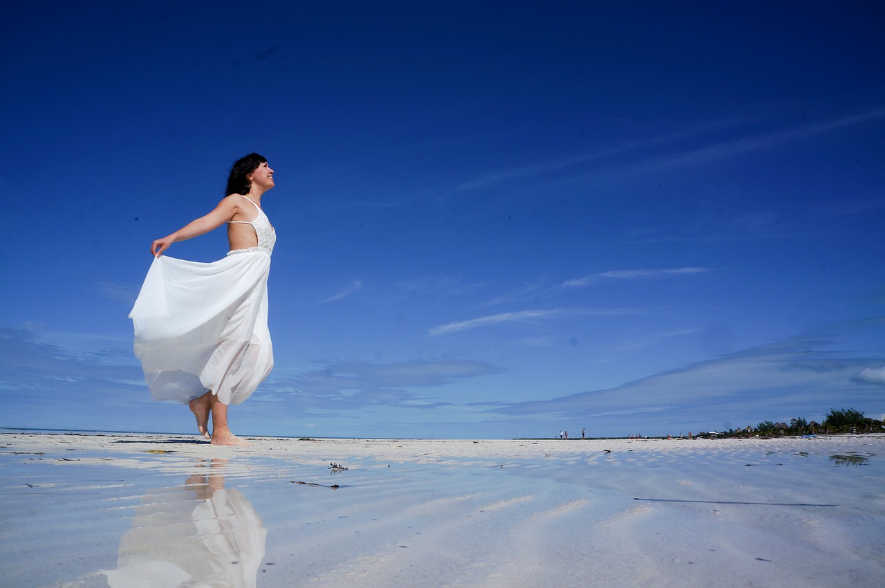 Image - beach girl caribbean sea white