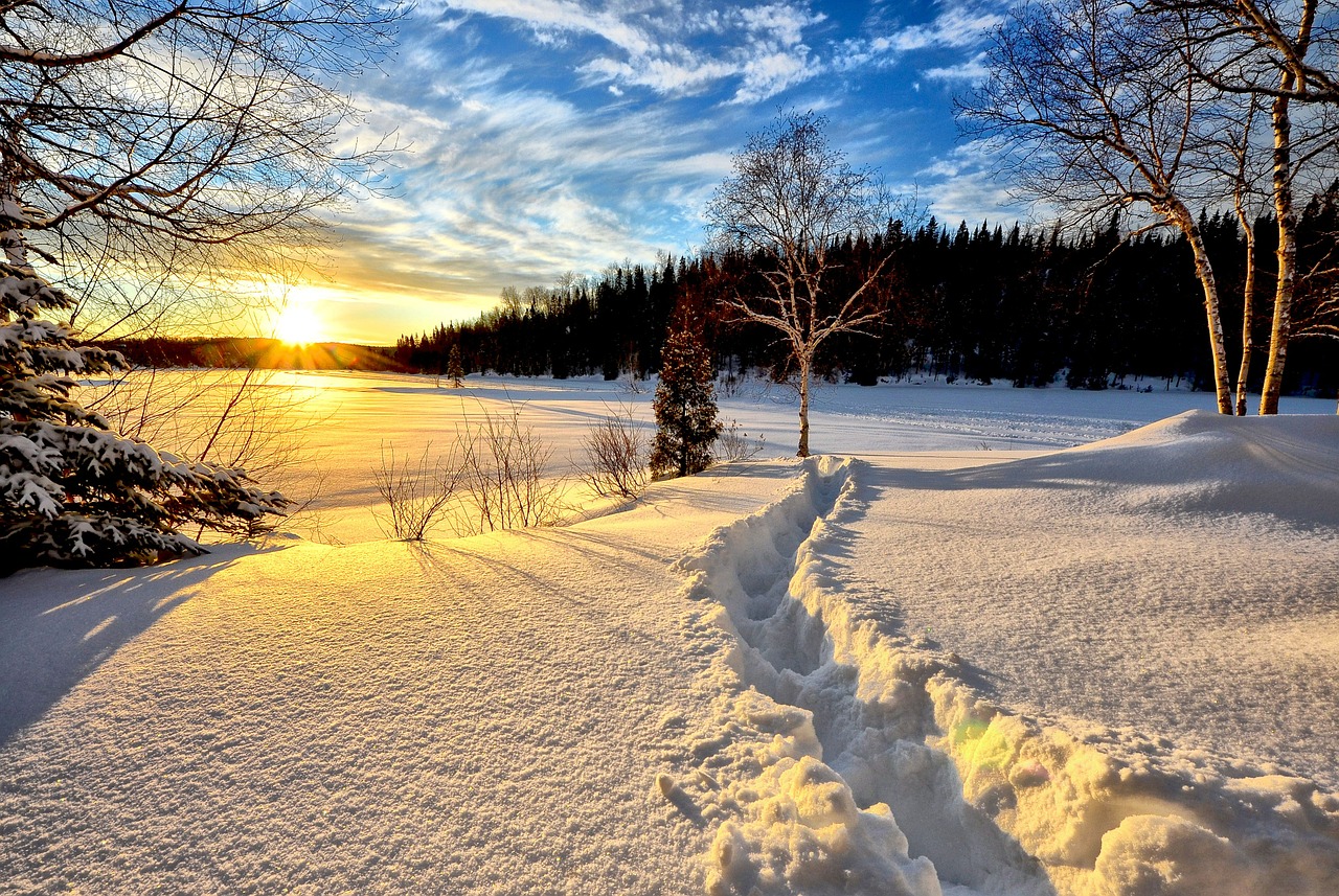 Image - winter landscape sunset cold snow