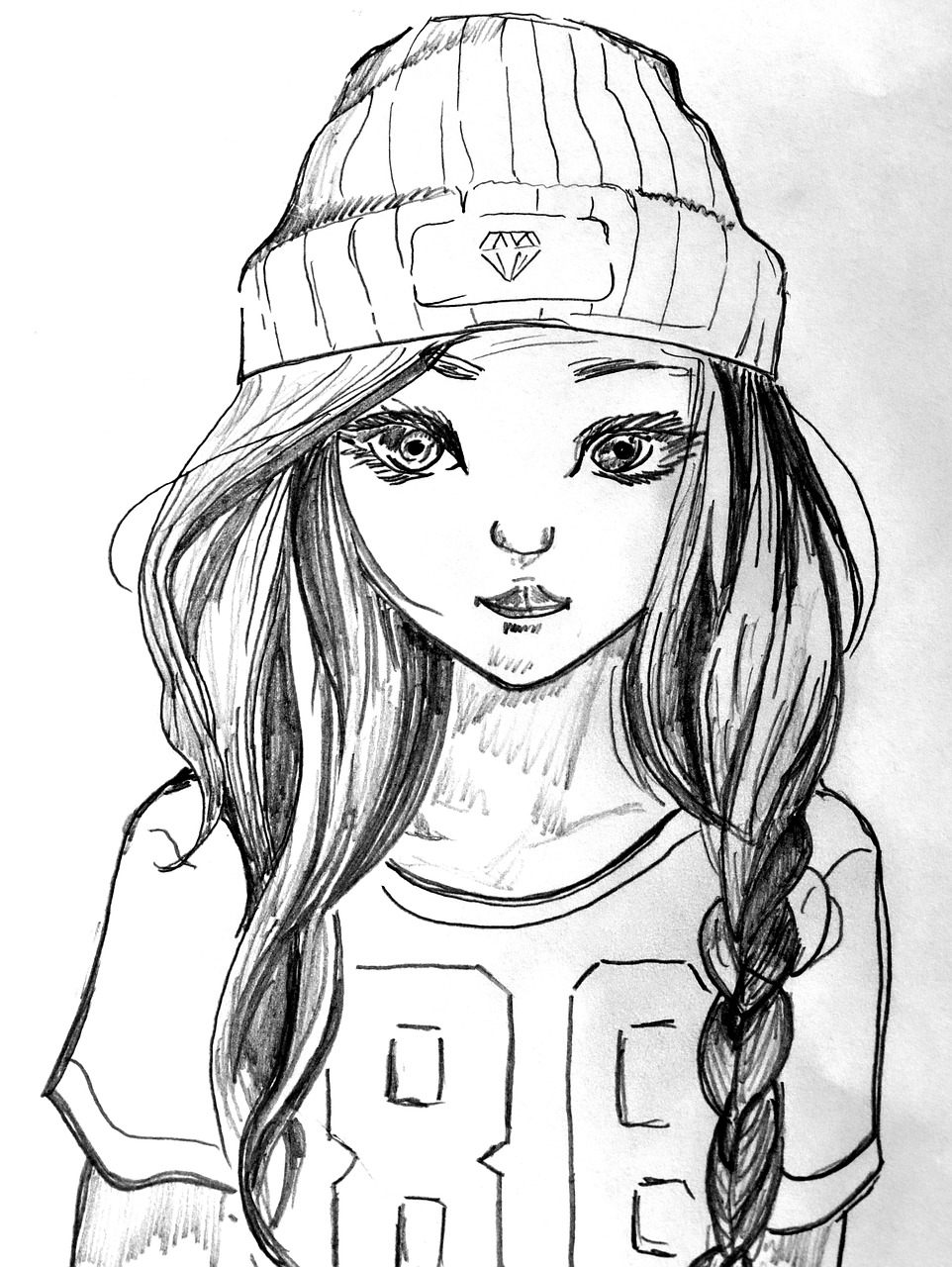 Image - girl cap t shirt drawing young