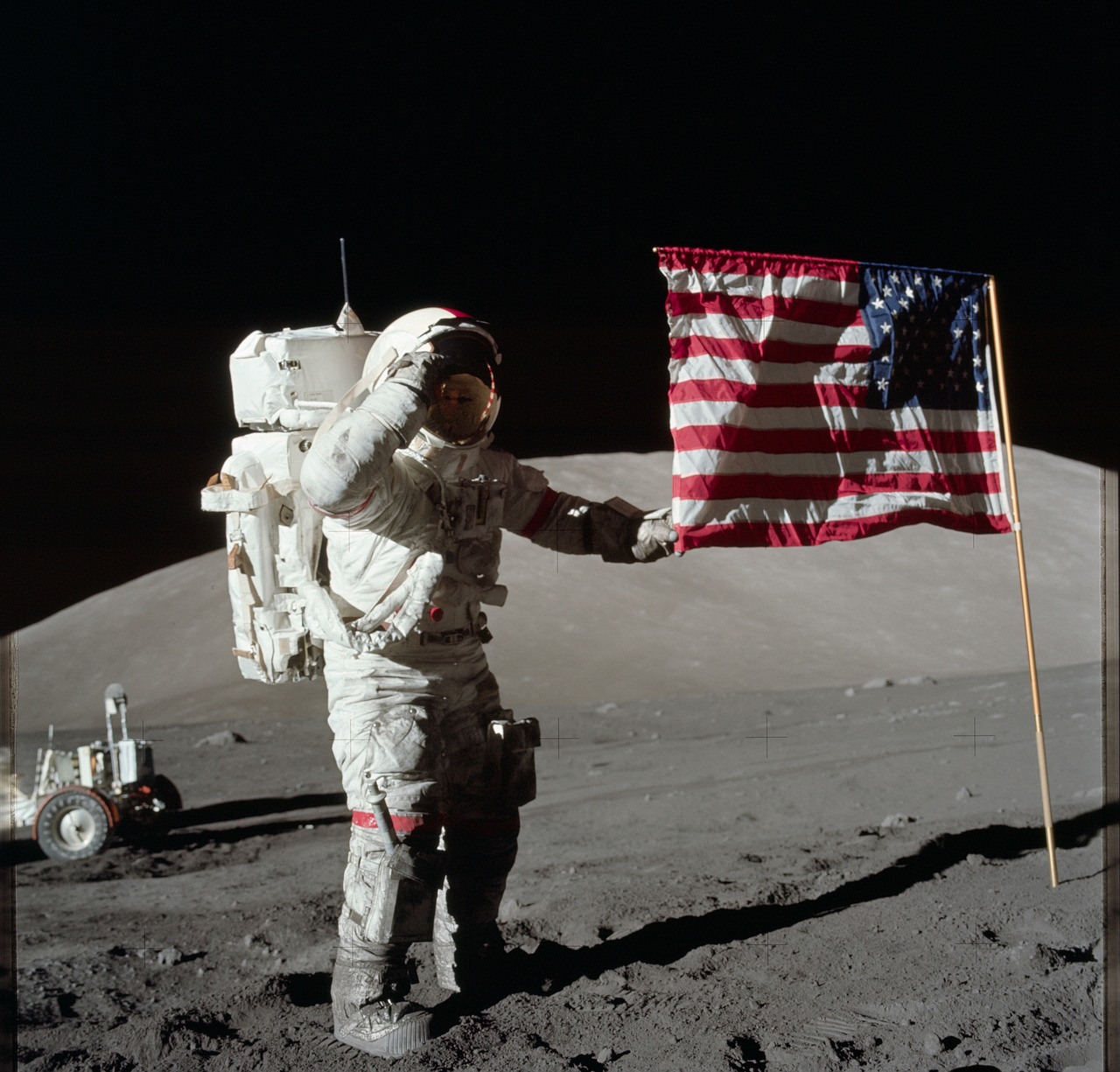 Image - astronaut moon flag usa