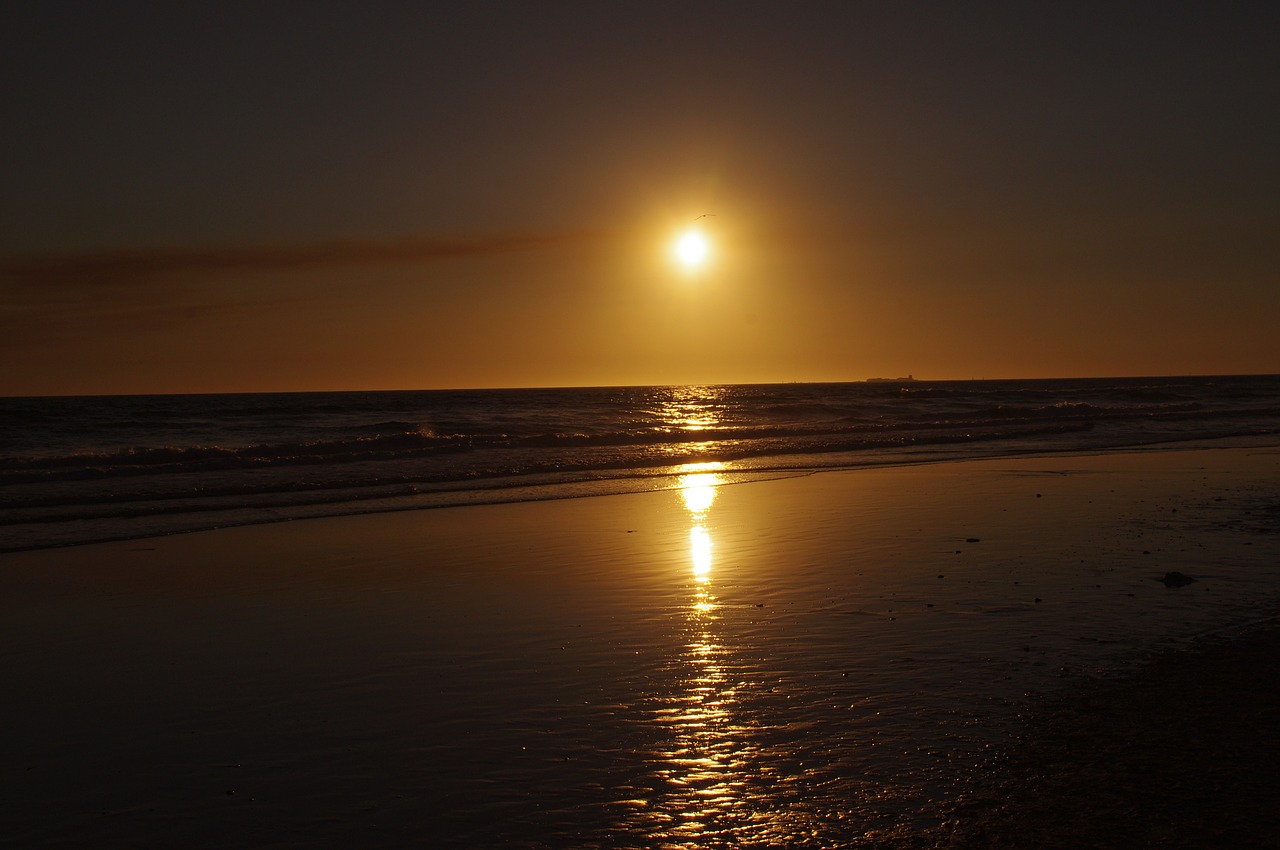 Image - sunset ocean sky nature sea beach