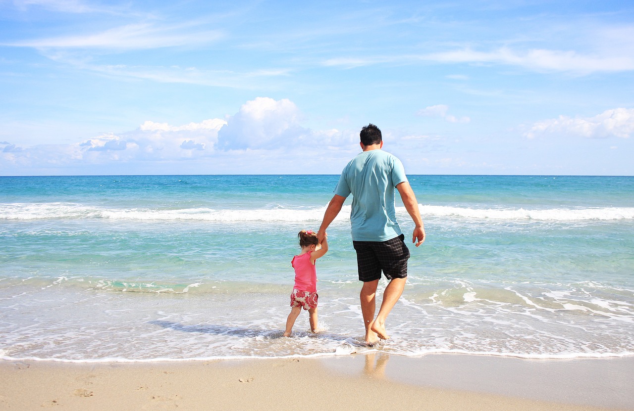 Image - father daughter beach sea family