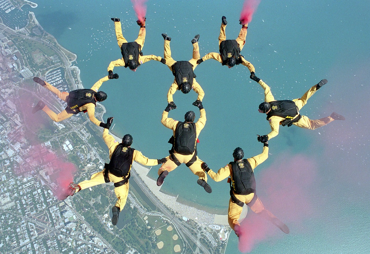 Image - skydiving team formation jump