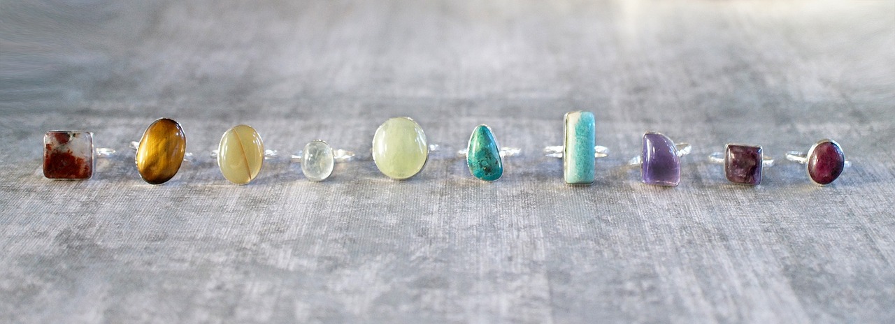 Image - colorful stone rings cabochon