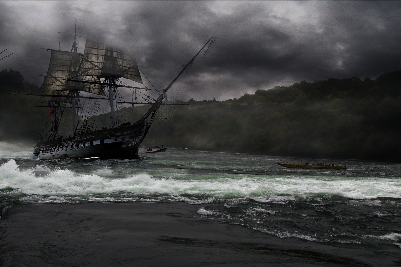 Image - sailing ship rushing water river