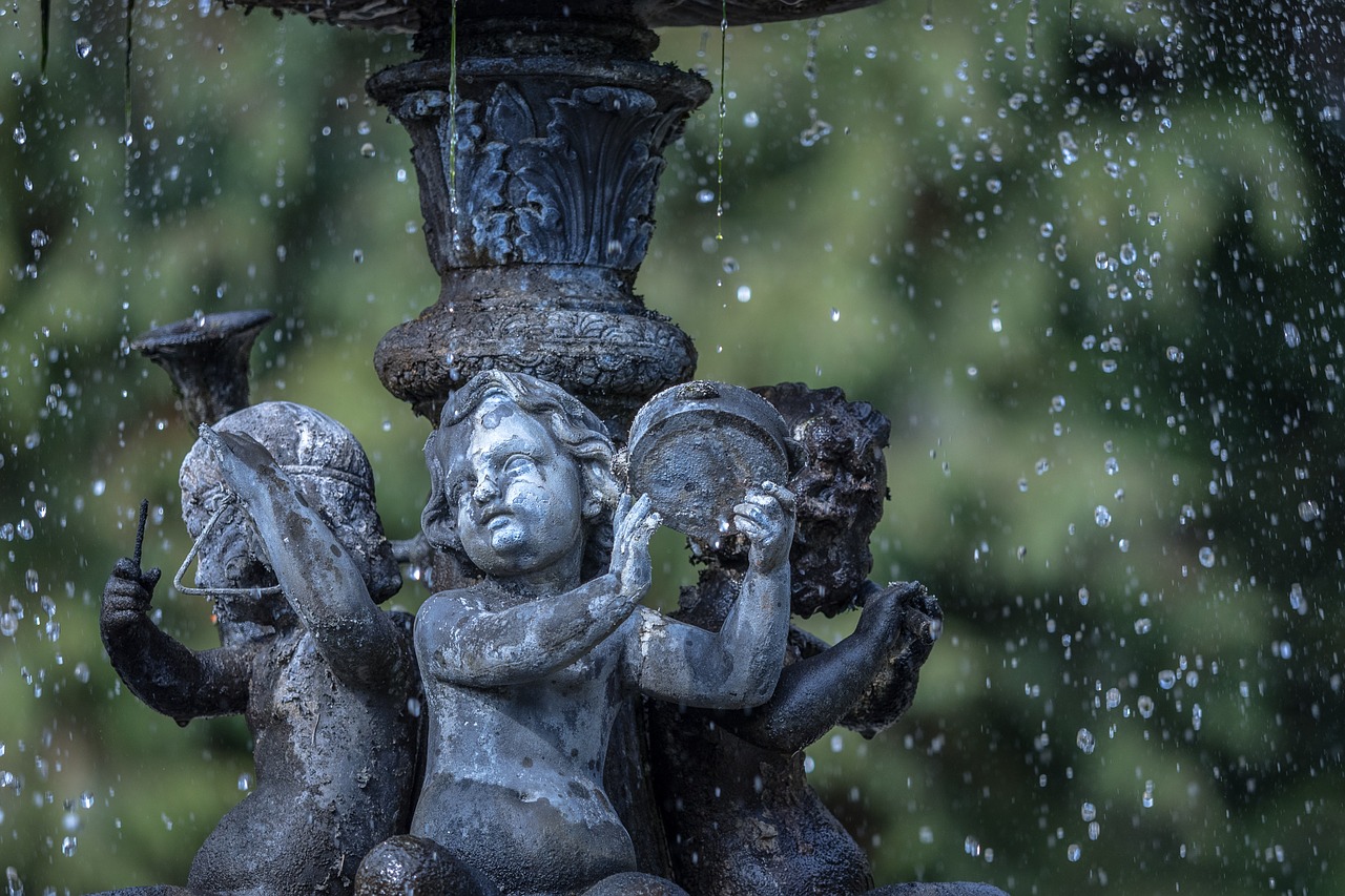 Image - fountain angel water statue garden