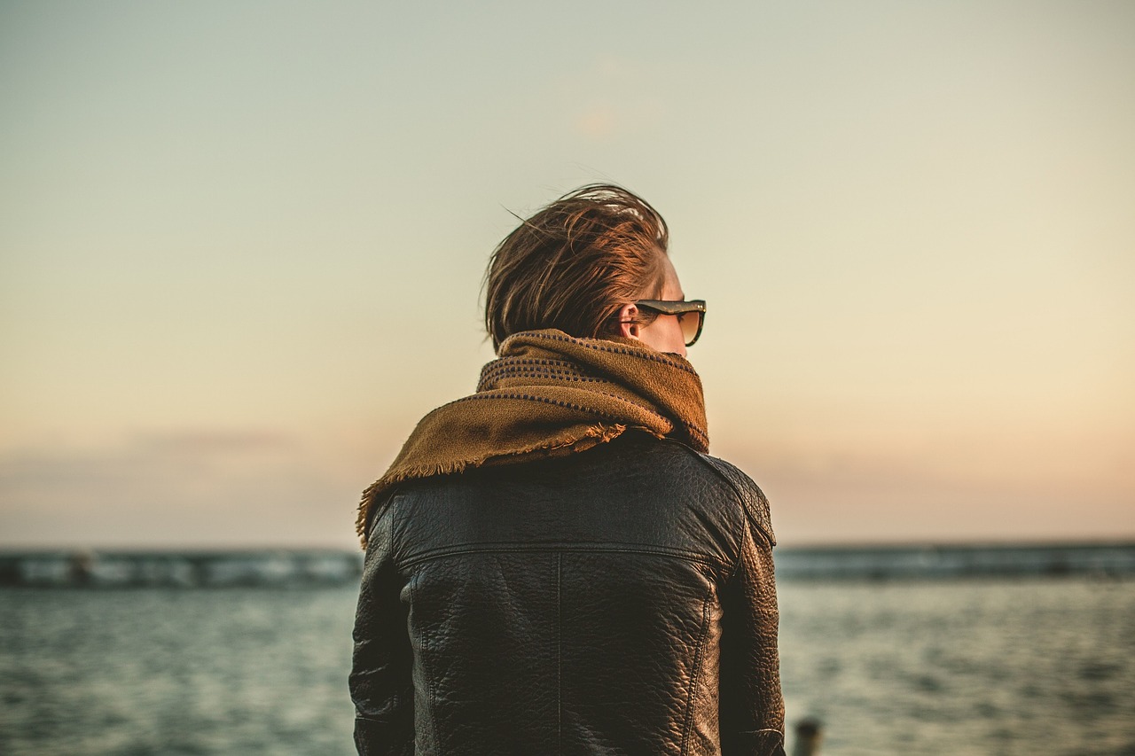 Image - leather jacket scarf sunglasses