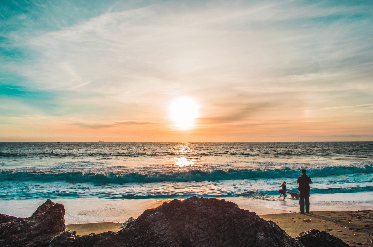 Image - sunrise beach sand shore waves