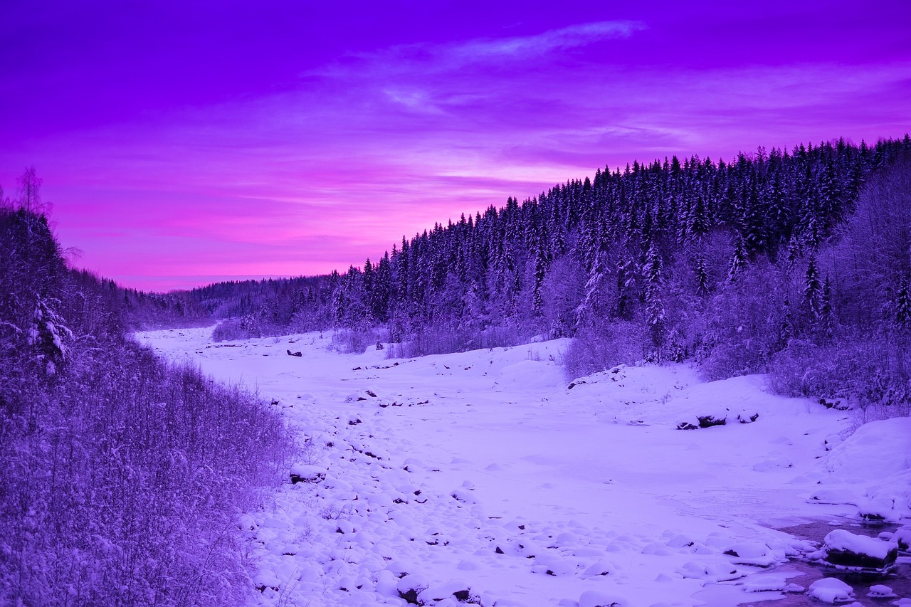 Image - sunset purple sky dusk snow