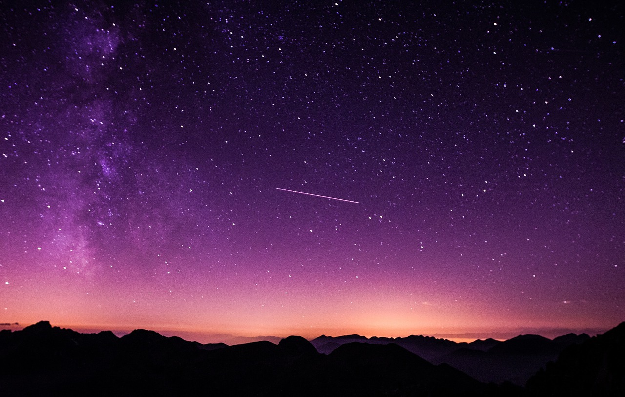 Image - purple sky dusk shooting star