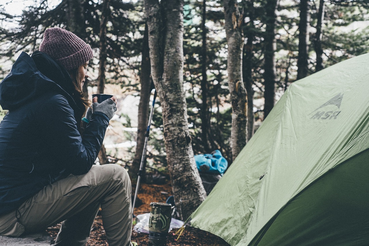 Image - camping tent nature girl woman