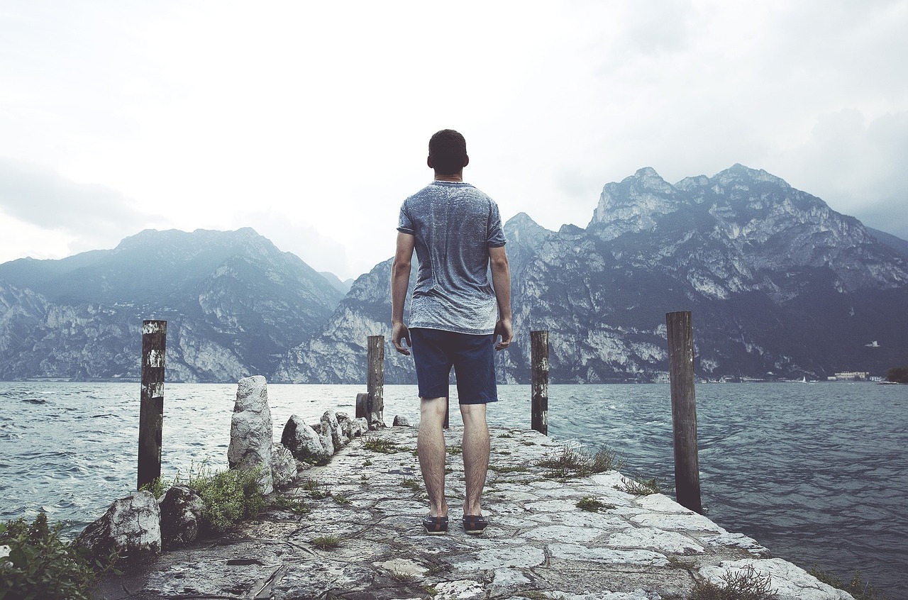 Image - young man guy tshirt shorts shoes