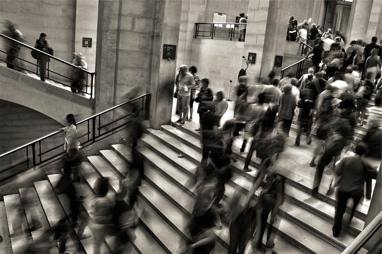 Image - people crowded steps walking