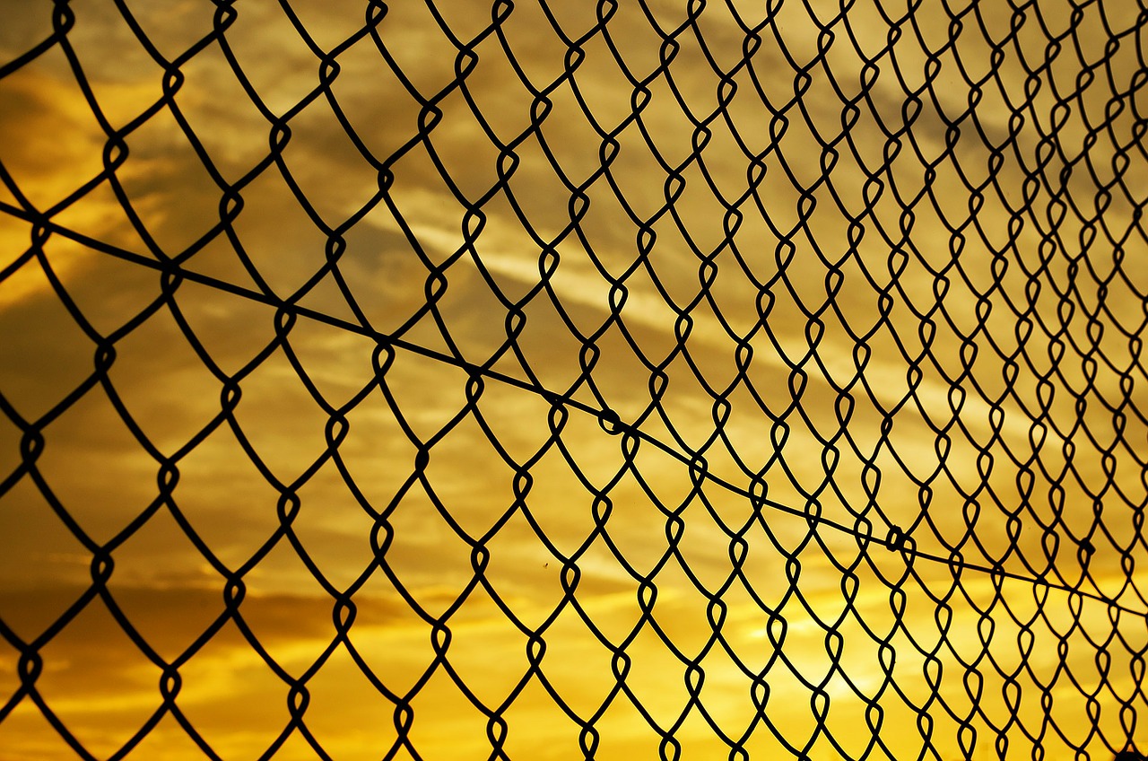 Image - sunset background fence mesh iron