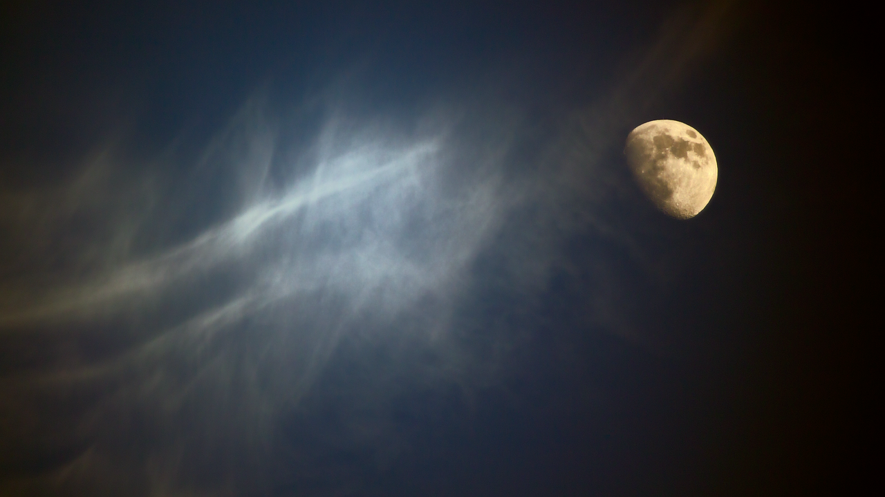 Image - moon sky night blue dark black