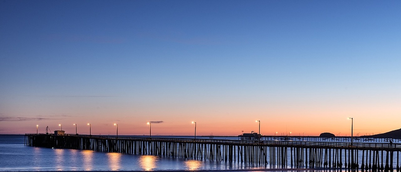 Image - pier sunset water ocean landscape