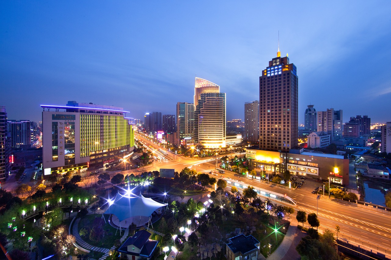 Image - city tall buildings night view