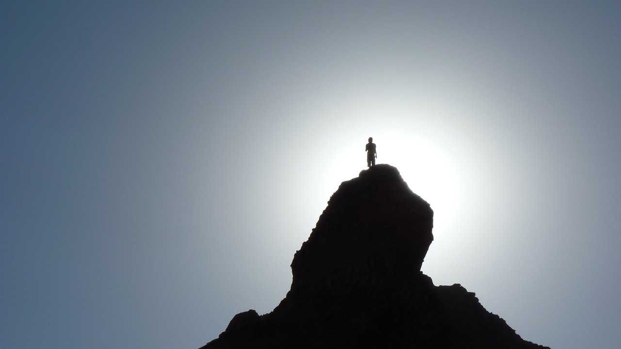 Image - silhouette hiker mountain top