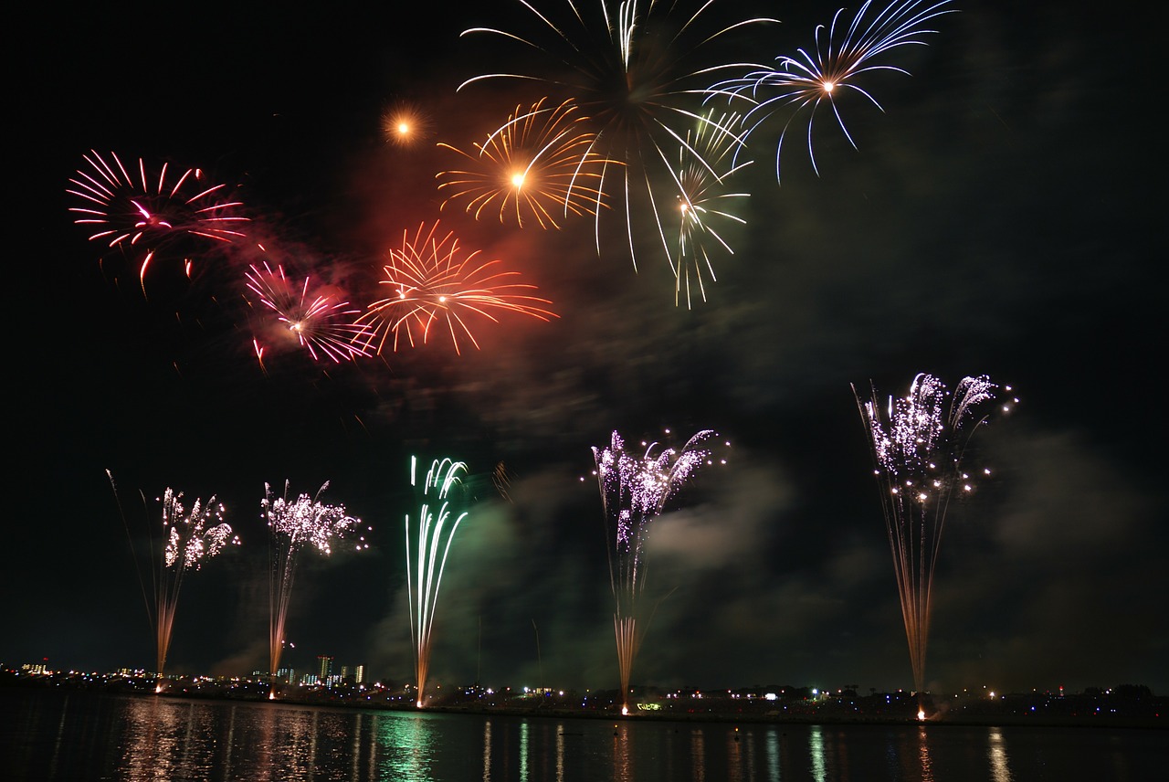 Image - fireworks colorful sky night japan