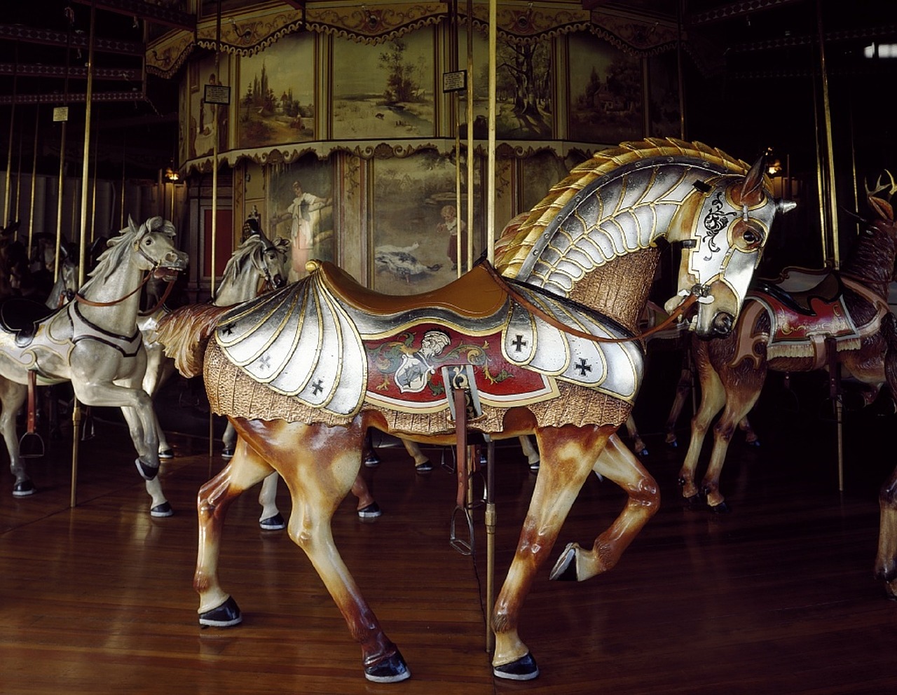 Image - horse wooden carousel retro