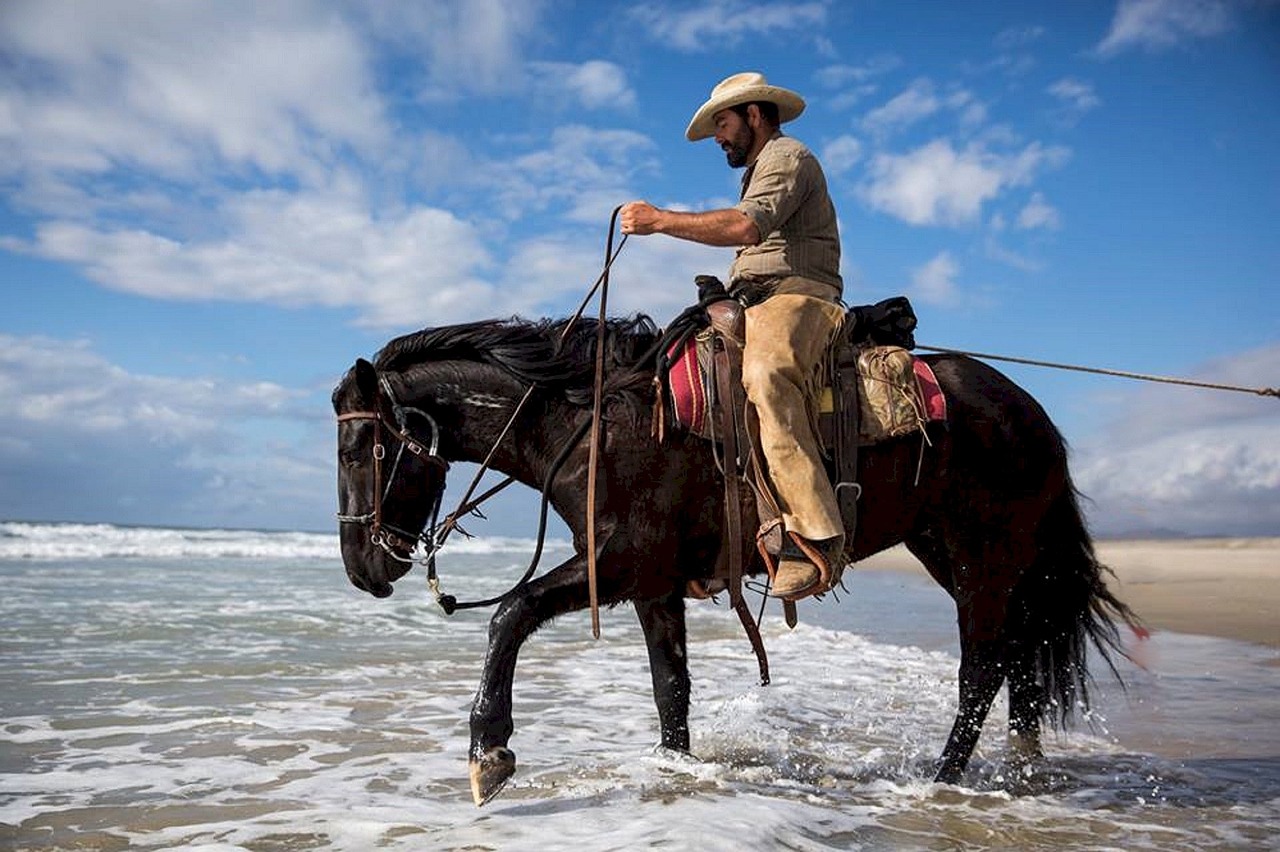 Image - cowboy horse riding water ocean