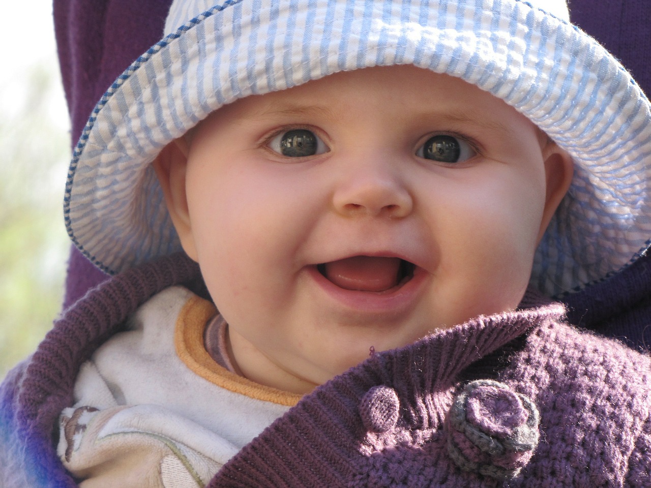 Image - baby child girl blue hat hat