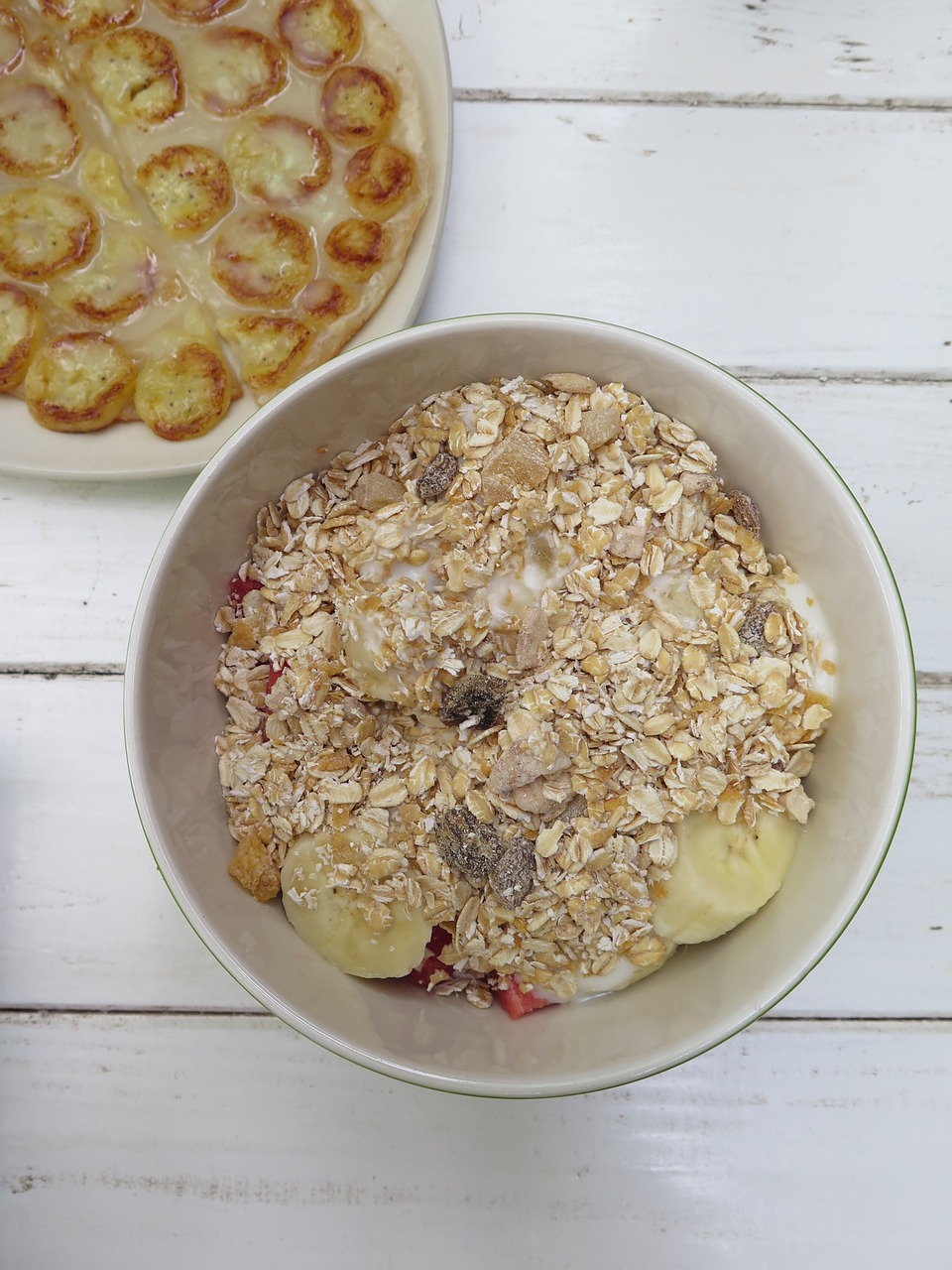 Image - breakfast cereals pancake bananas