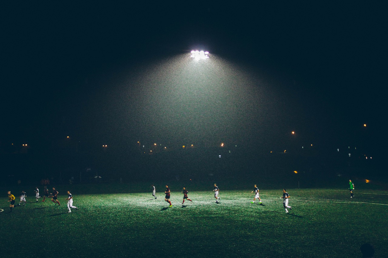 Image - soccer game match night floodlight