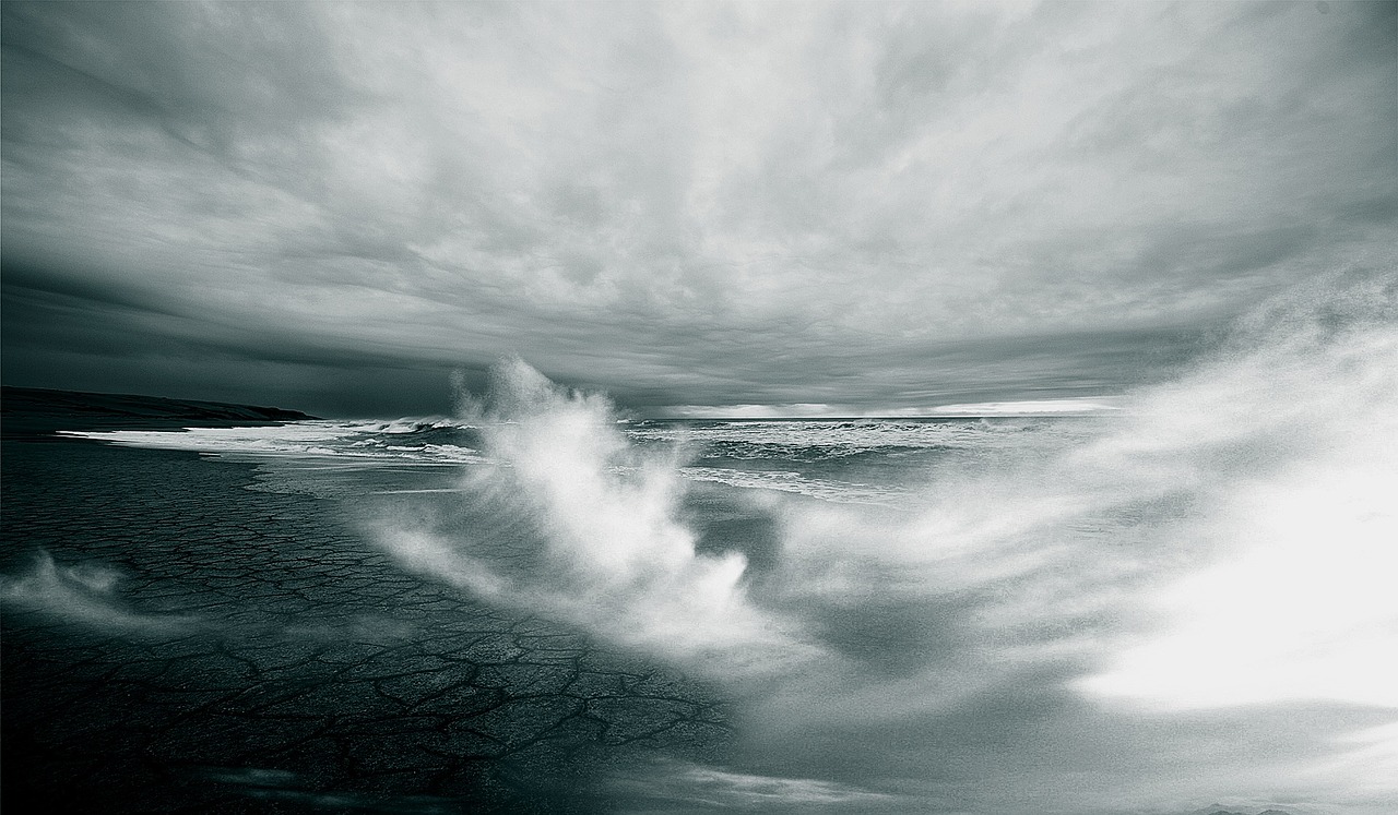 Image - beach dry crust wild waves water