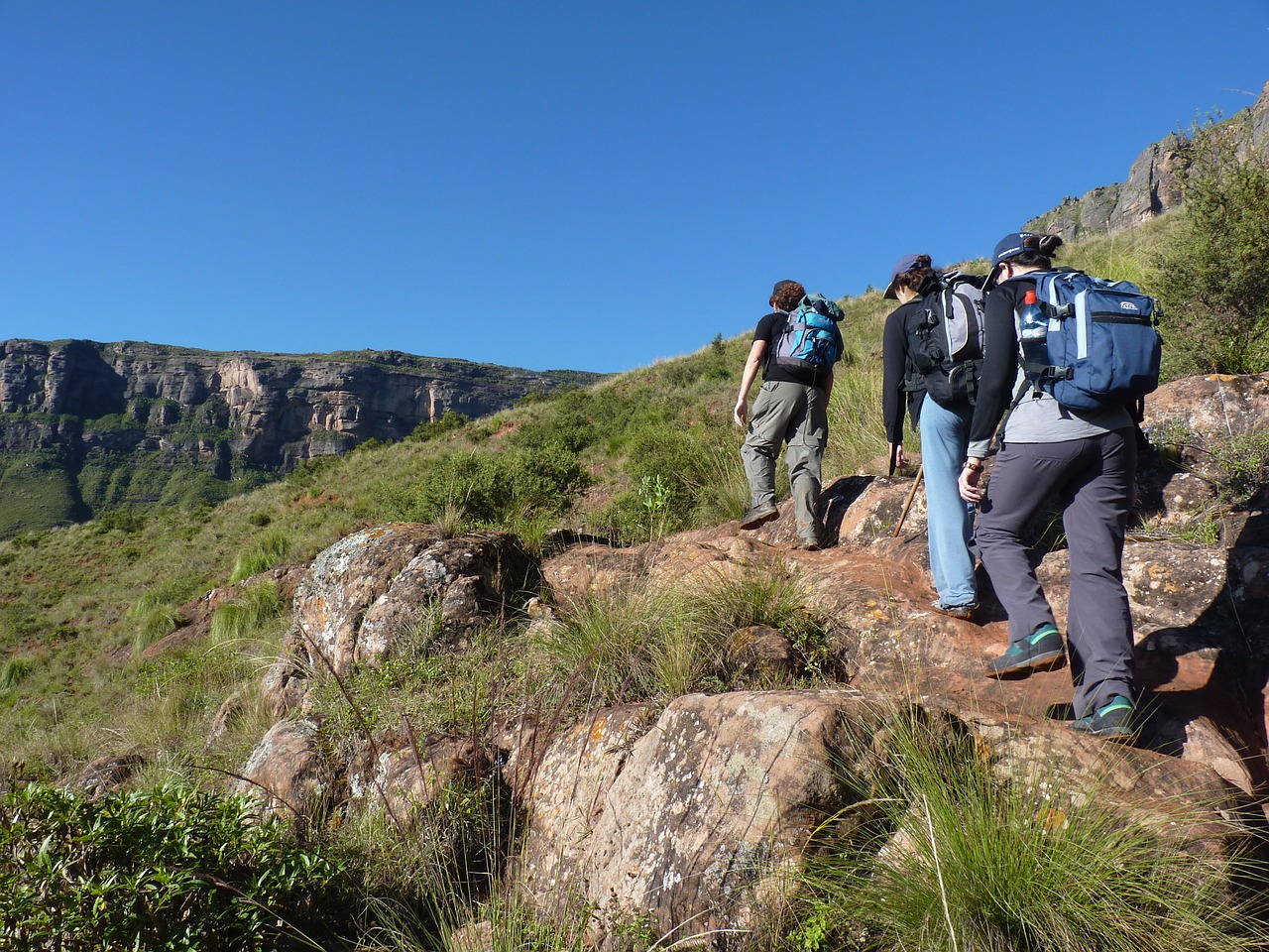Image - hiking trekking blue sky walker