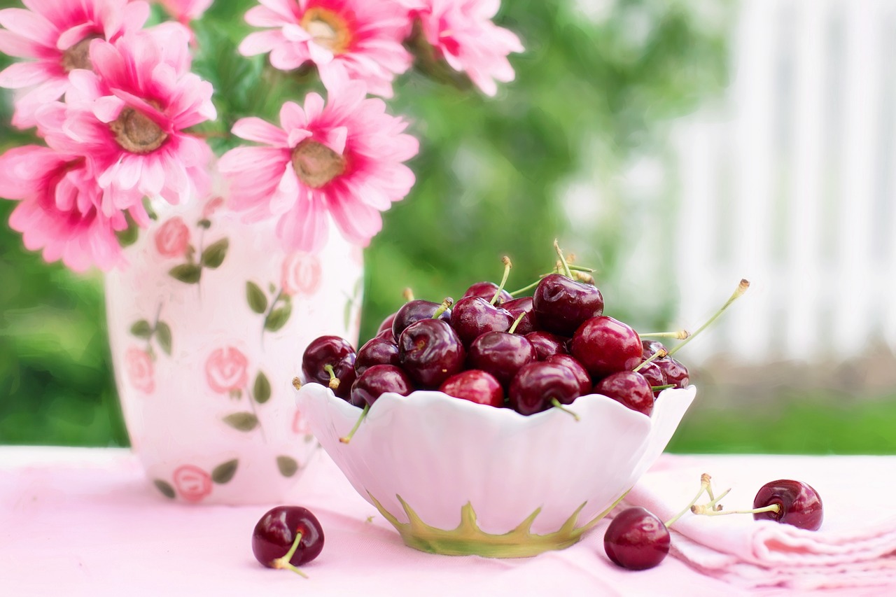 Image - cherries in a bowl fruit summer