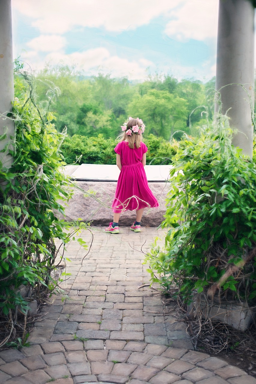 Image - little girl summer pavilion