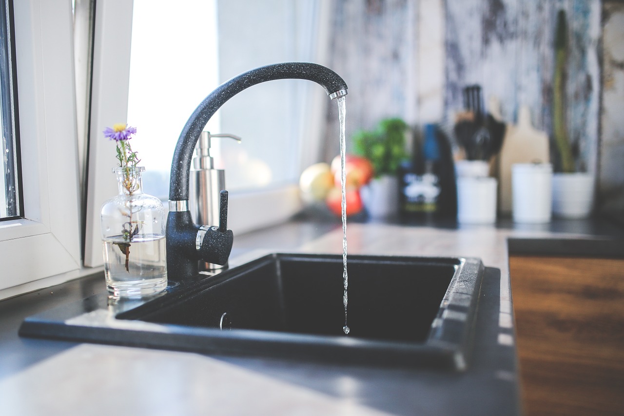 Image - tap black faucet kitchen sink