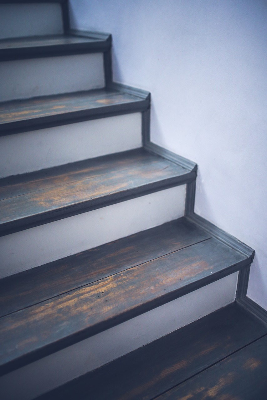 Image - vintage old painted stairs wood