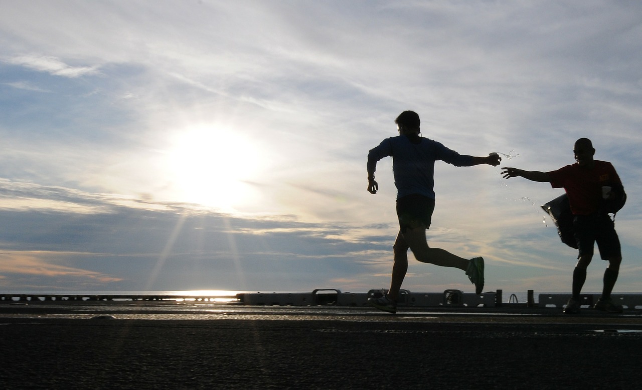 Image - runner jogging morning sky clouds