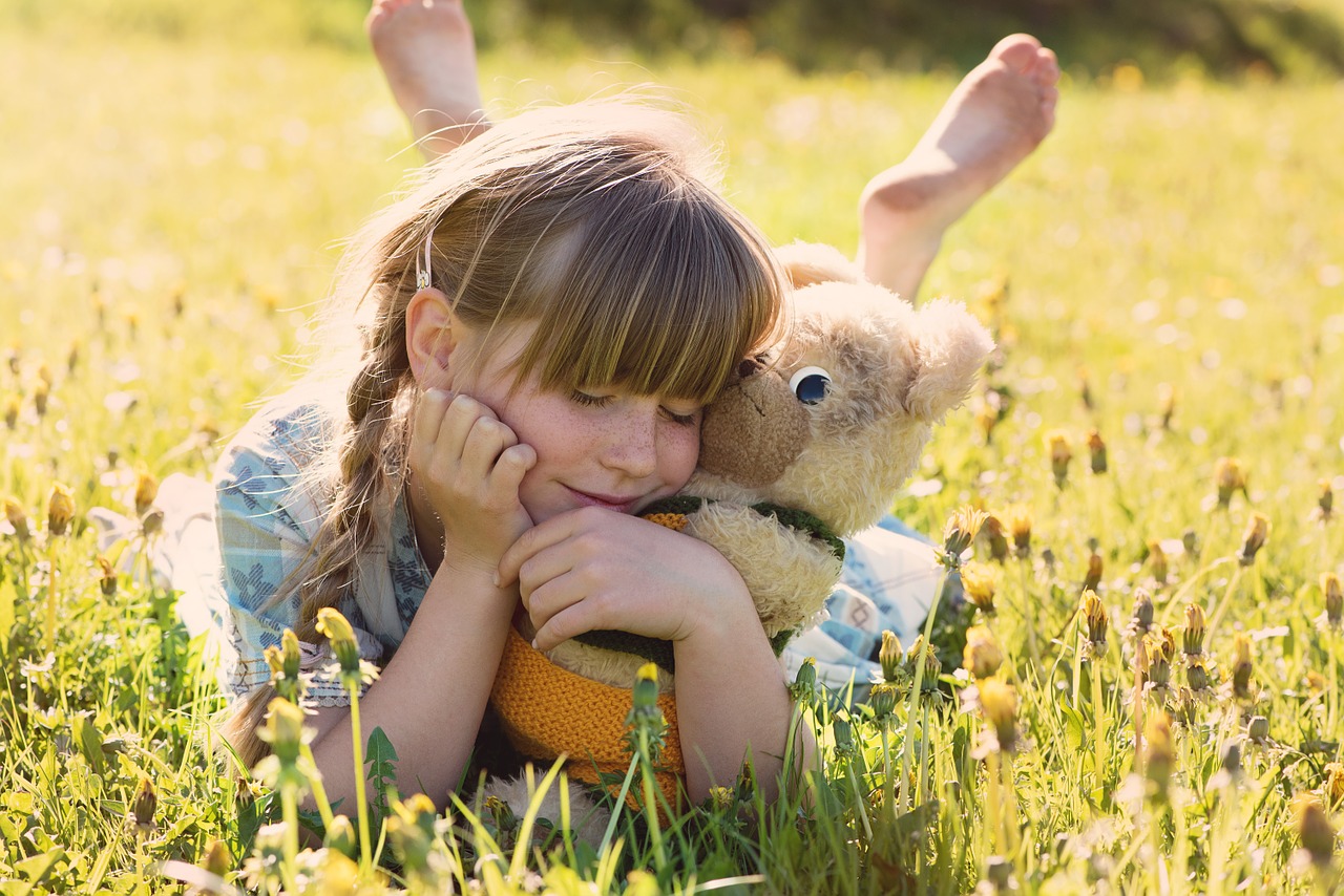 Image - girl teddy bear snuggle cute kids