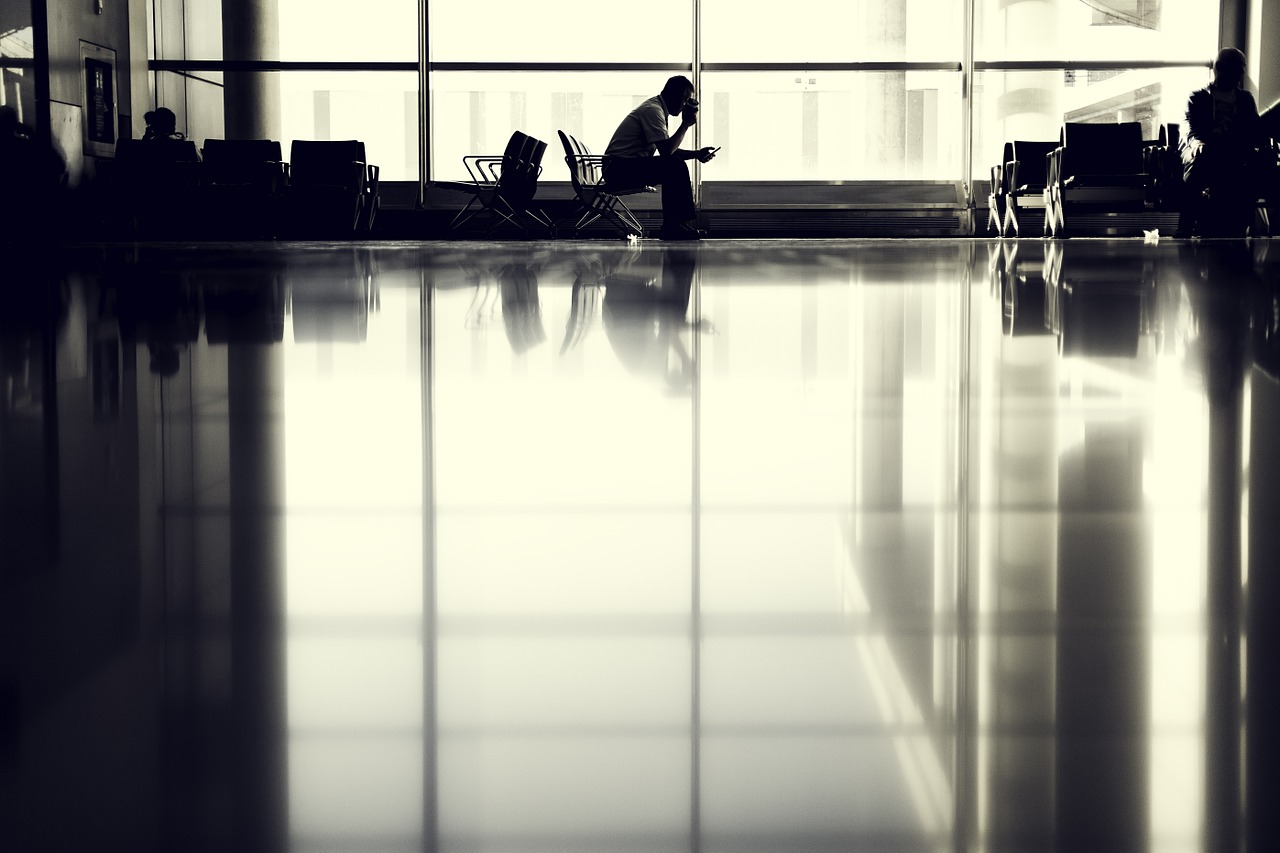 Image - airport person silhouette sitting