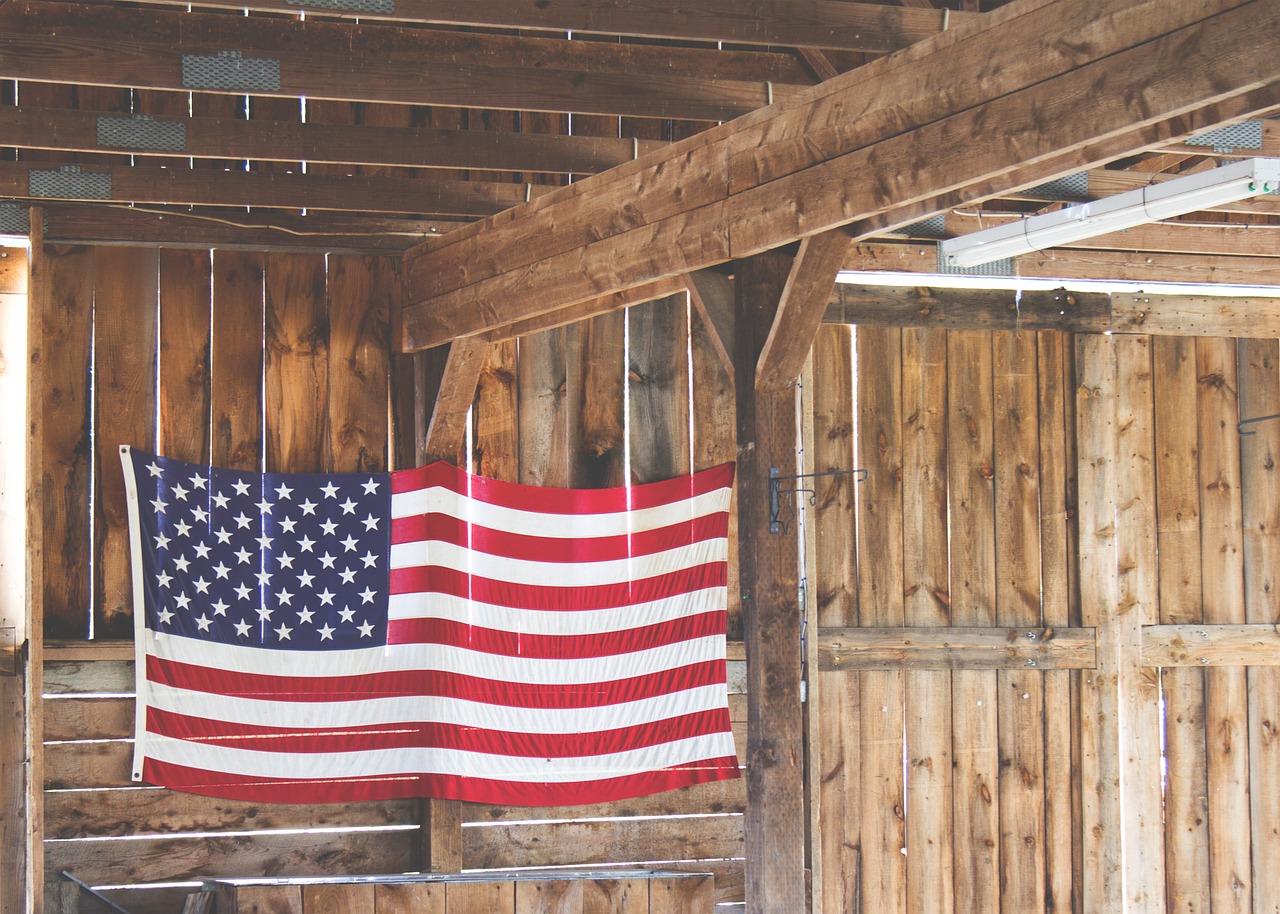 Image - american flag hanging barn wood