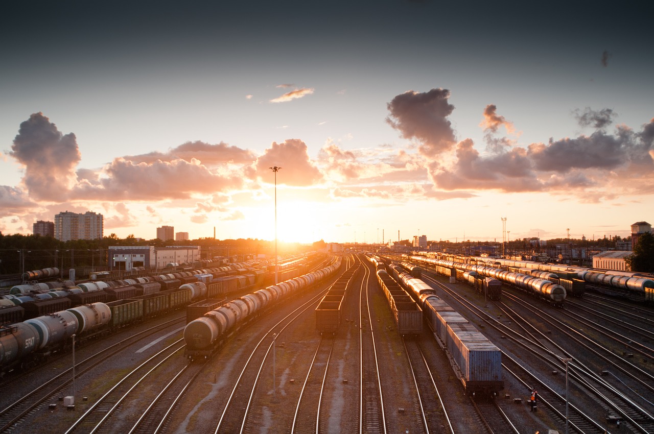 Image - train sunset tracks railroad