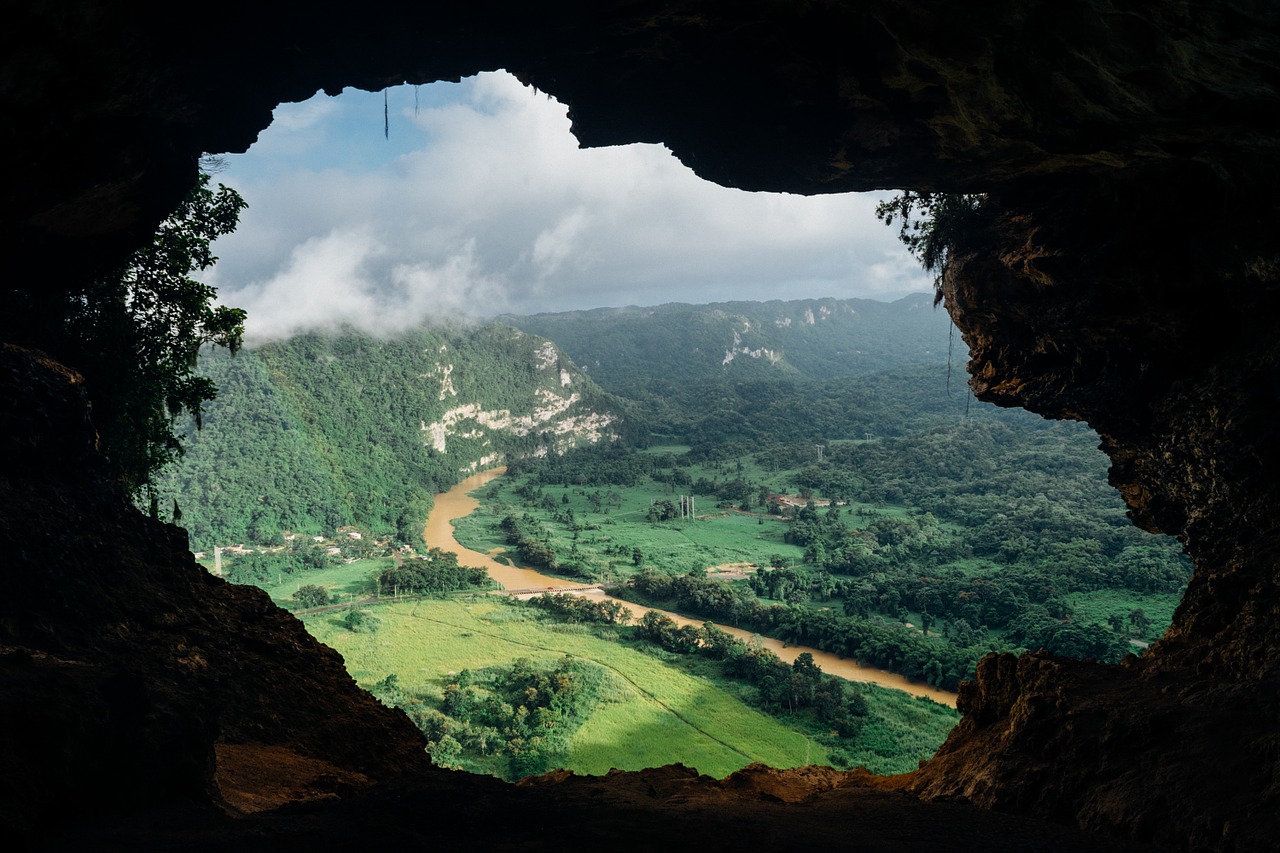 Image - cave view river valley out of