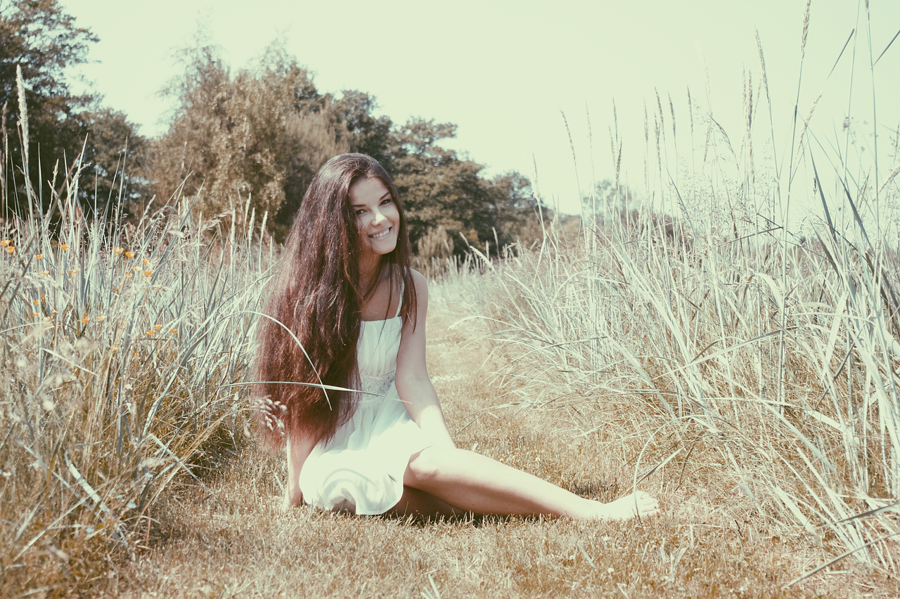 Image - woman female girl sitting nature