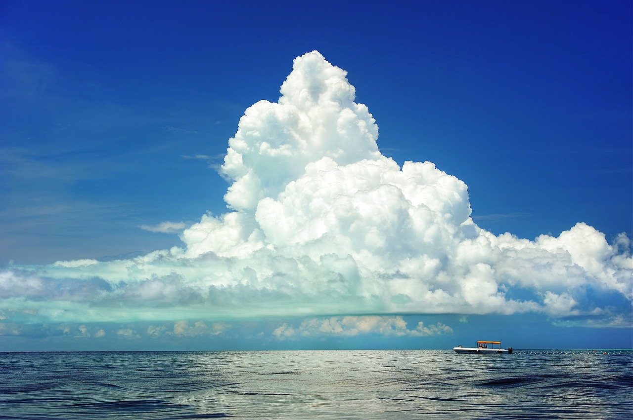Image - sea boat clouds cumulous marine