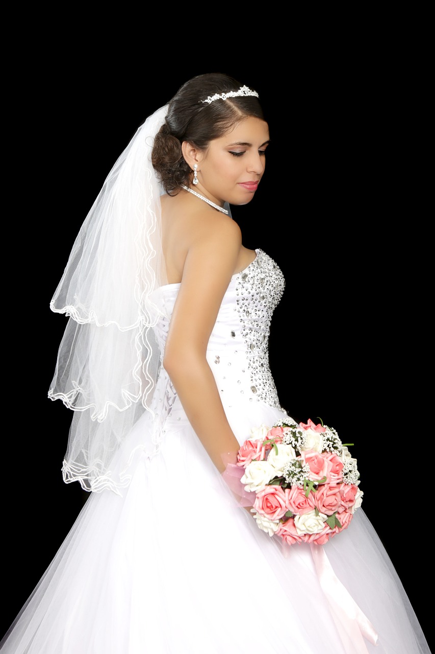 Image - wedding couple wedding dress veil