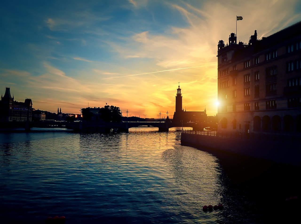 Image - stockholm sunset river sweden dusk