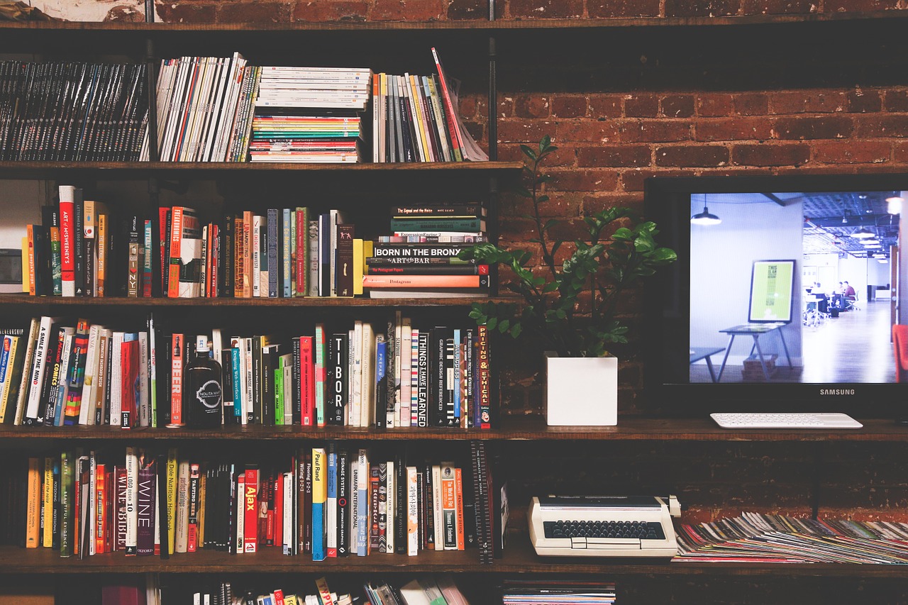 Image - library books tv multimedia room