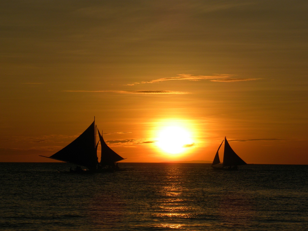 Image - sunset sailing boats sea travel