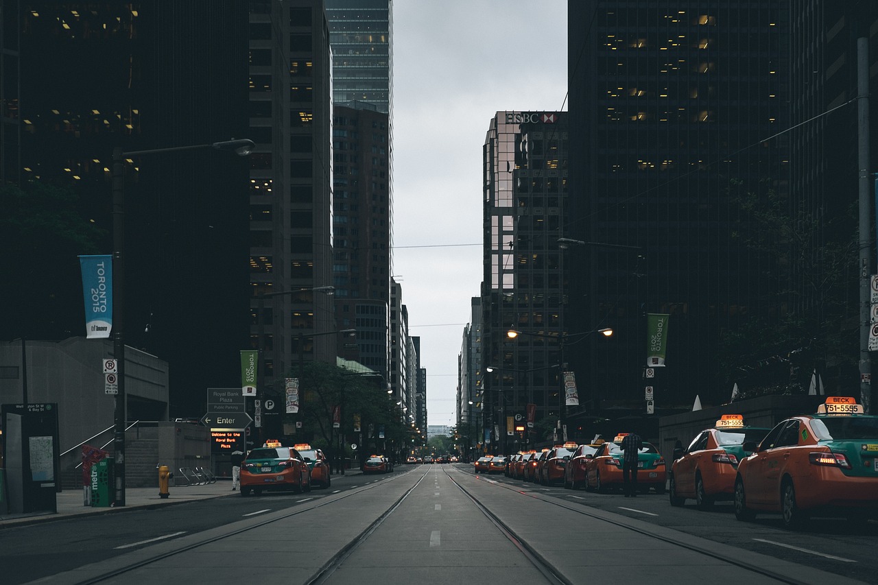 Image - street scene landscape cabs taxi